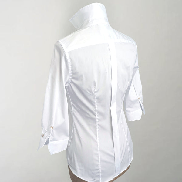 Fitted White 3/4 Sleeve Shirt