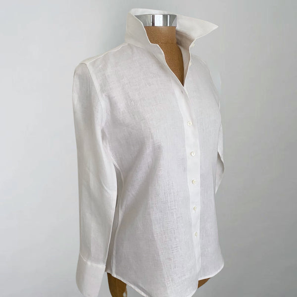 Fitted White Linen Shirt