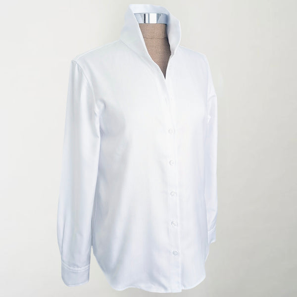 Ginna White Tailored Herringbone Shirt