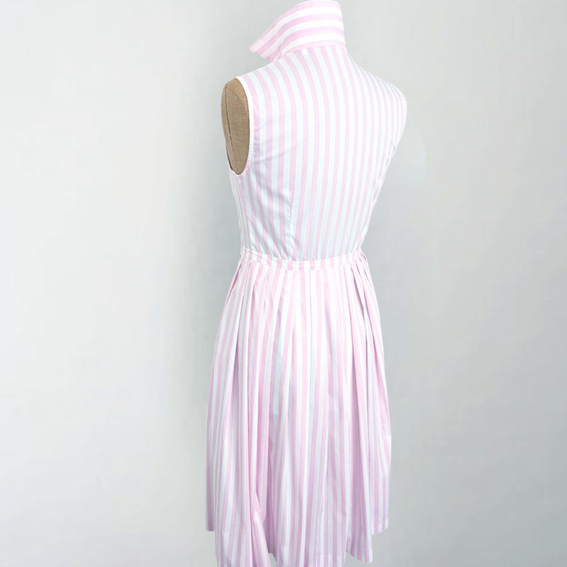 Pink Stripe Sleeveless Shirtdress