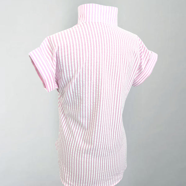 The Cap Sleeve League Pink Stripe Seersucker