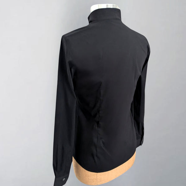 Black Fitted Shirt with Stand-up Collar