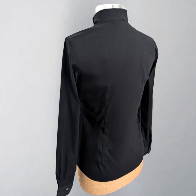 Black Fitted Shirt with Stand-up Collar