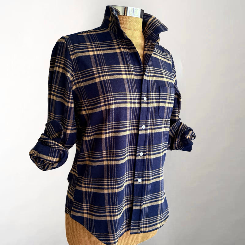 Barry Navy & Brown Plaid Flannel