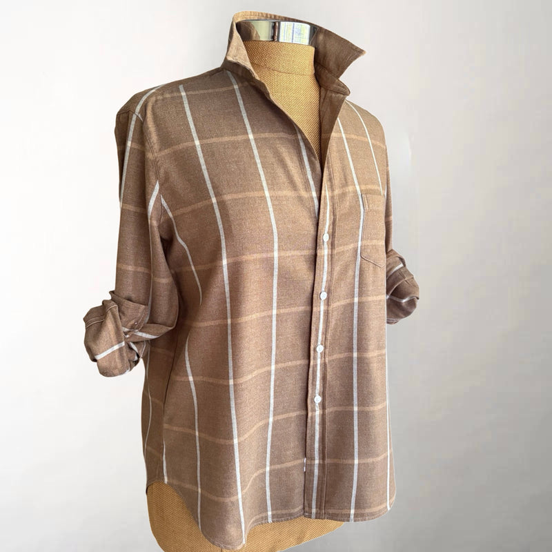 Eileen Camel & Cream Windowpane Flannel