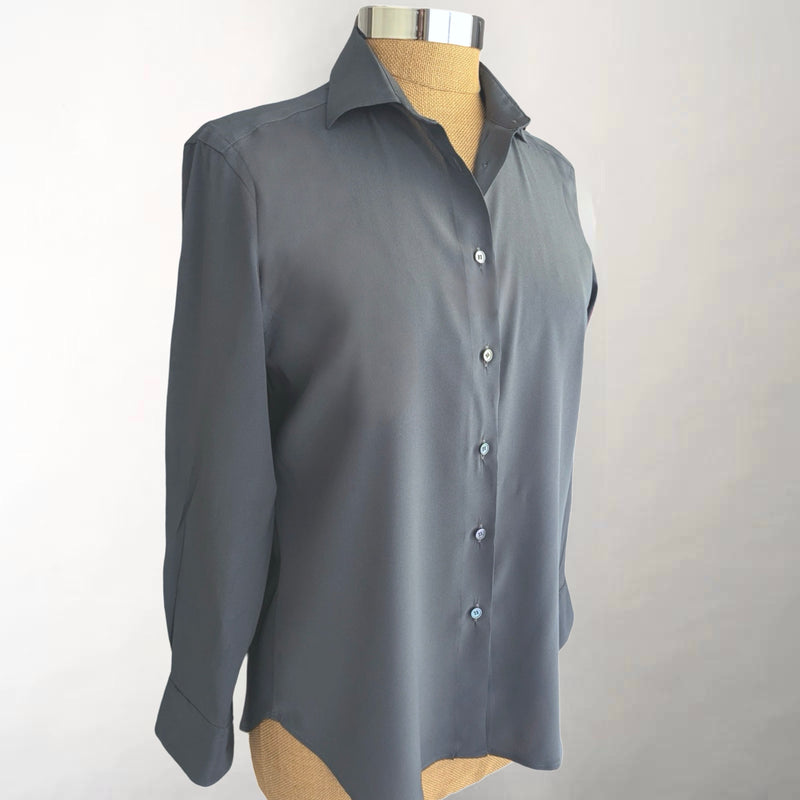 Dark Gray Silk Stretch Shirt