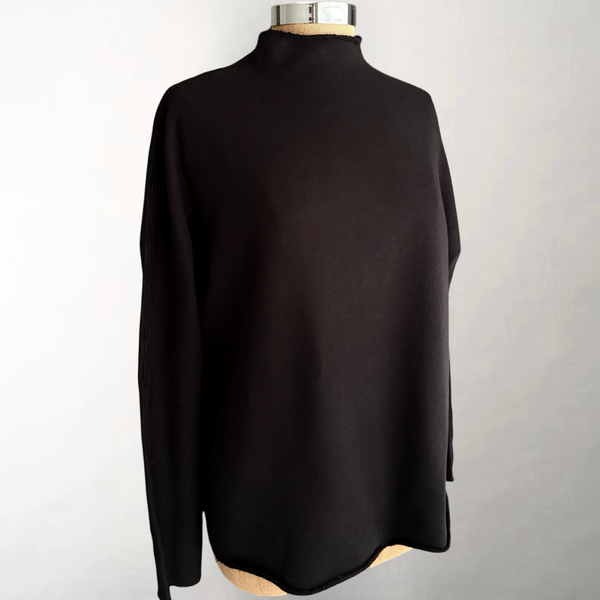 Effie Long Sleeve Funnel Neck Capelet Black