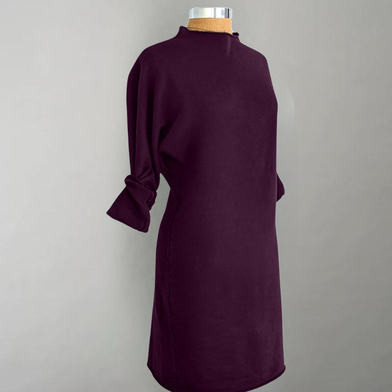 Izzie Burgundy Funnel Neck Dress