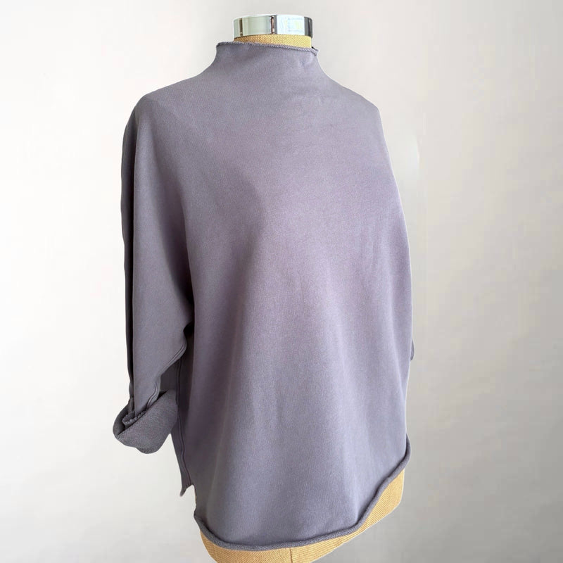 Effie Long Sleeve Funnel Neck Capelet Elephant Gray