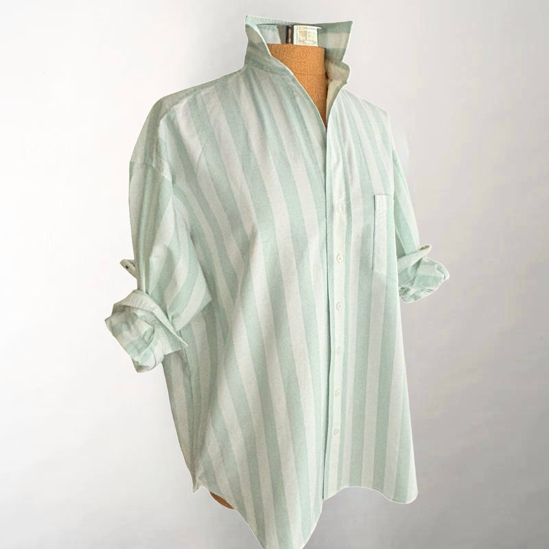 Shirley Wide Sage Stripe Oxford