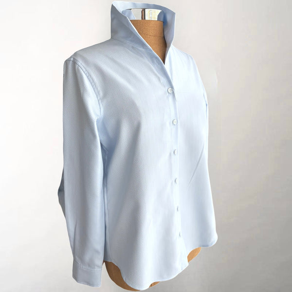 Ginna French Blue Tailored Herringbone Shirt