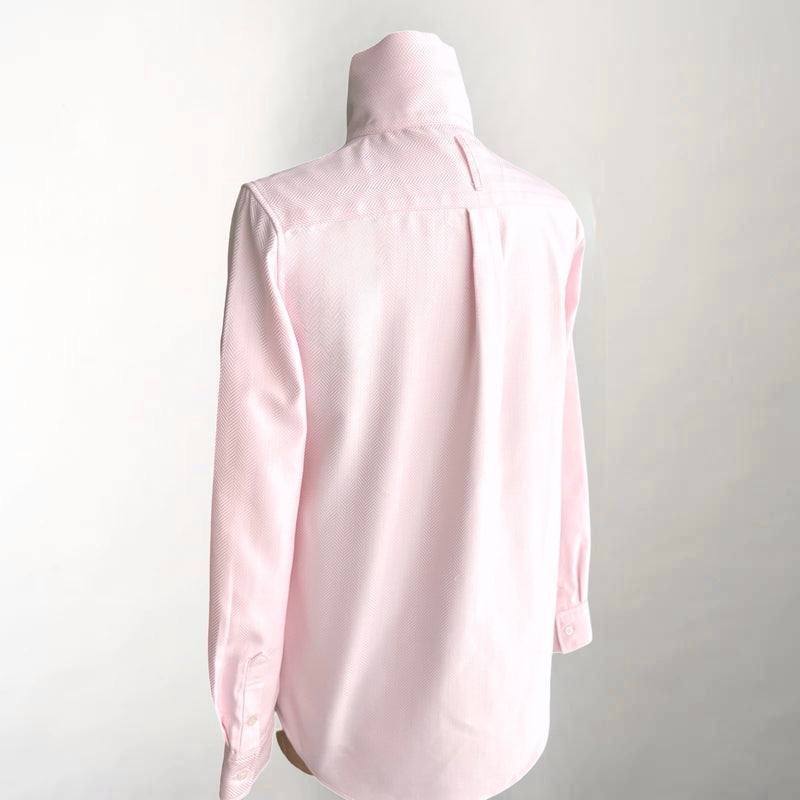 Ginna Light Pink Box Pleat Herringbone Shirt