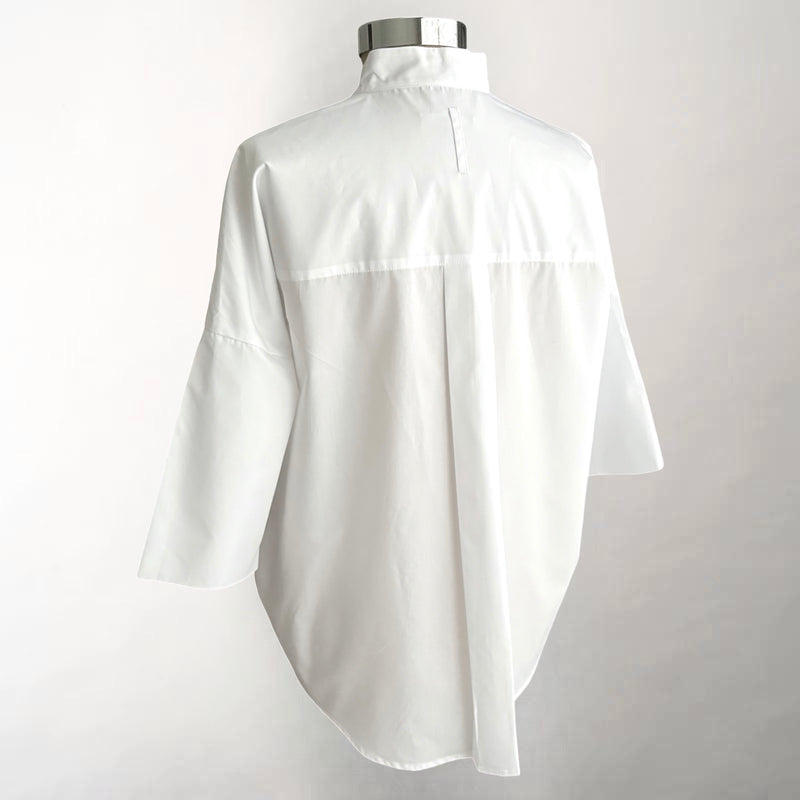 White Pleat Hem Kimono Shirt