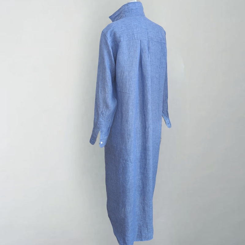 Rory Blue Linen Maxi Dress