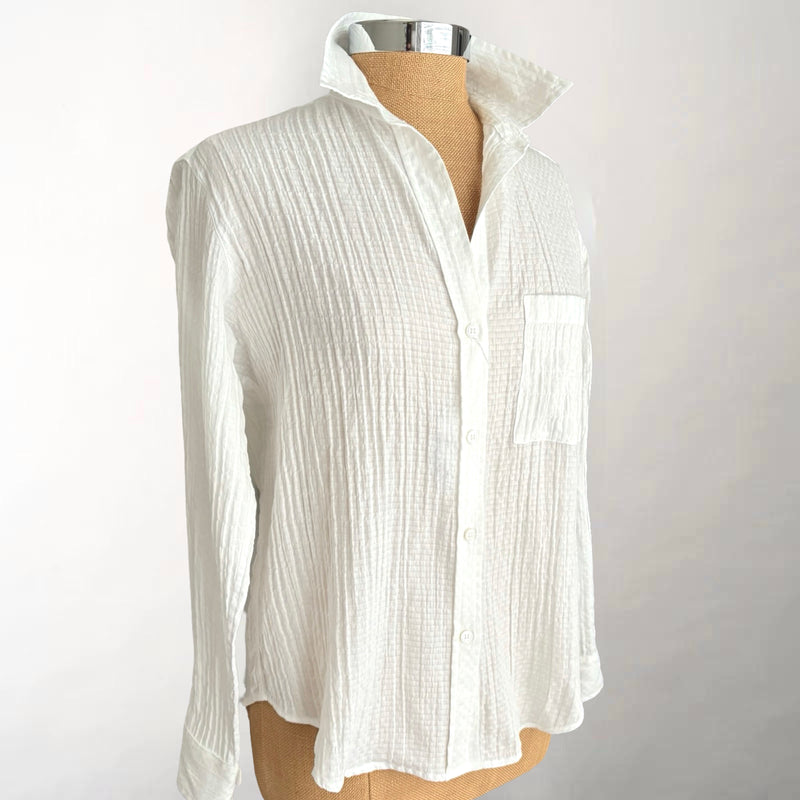 Frannie White Crinkle Cotton Shirt