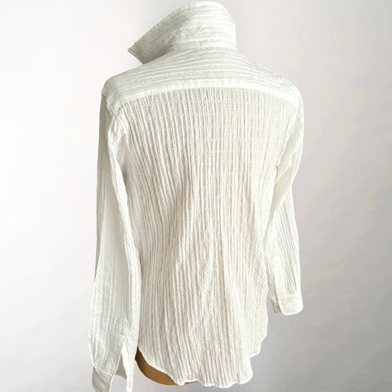 Frannie White Crinkle Cotton Shirt