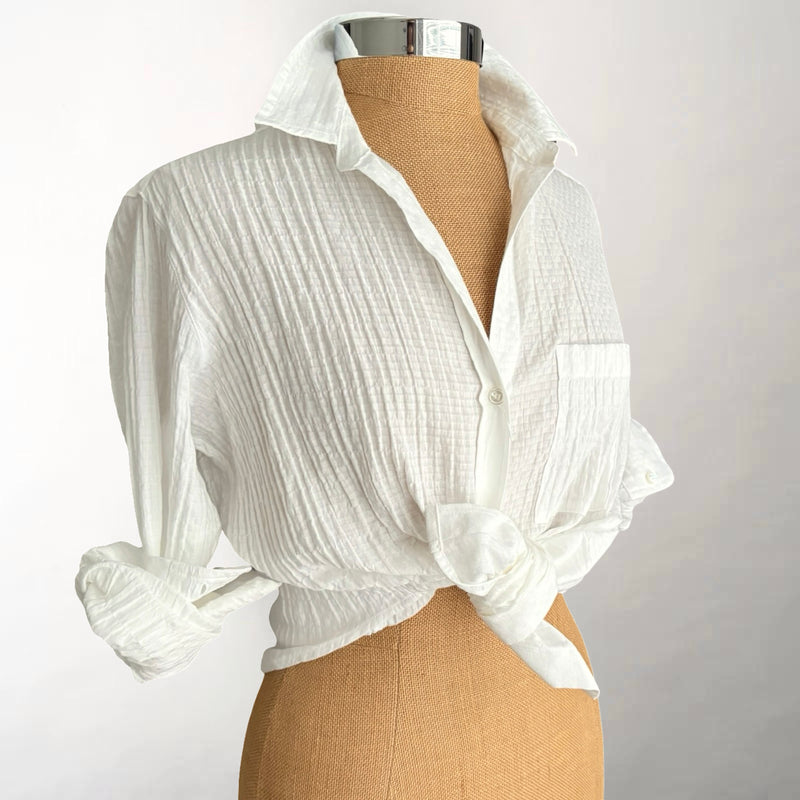 Frannie White Crinkle Cotton Shirt