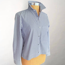 Julia Navy Stripe Pleated Back Shirt