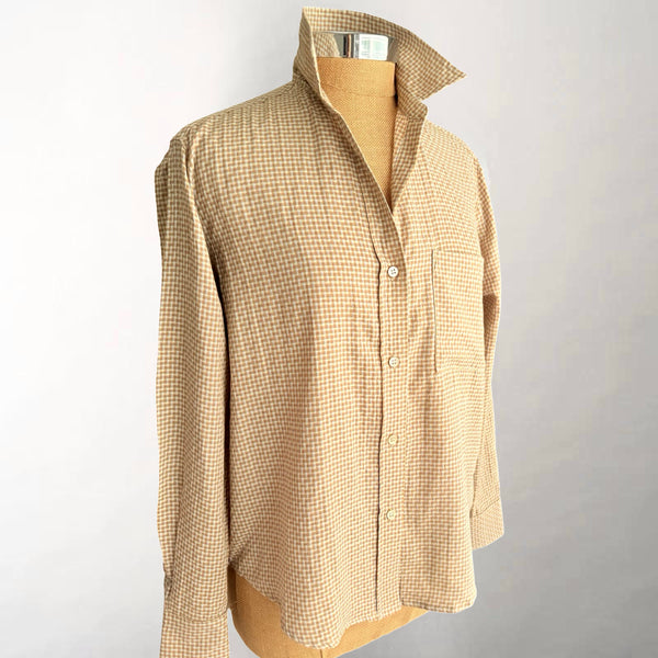 Frannie Rust Gingham Crinkle Cotton Shirt