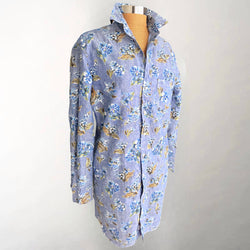 Mary Blue Floral Linen Dress