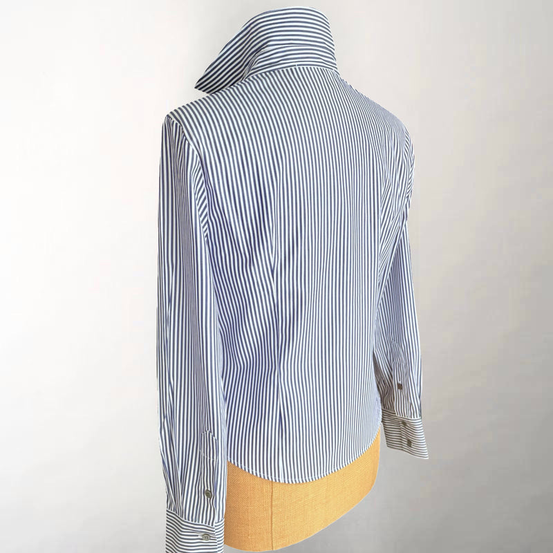 Edie Fitted Navy & White Stripe Shirt