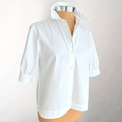 Korra Short Sleeve White Pleated Back Shirt