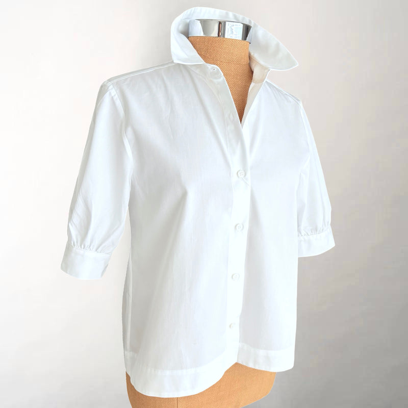 Korra Short Sleeve White Pleated Back Shirt