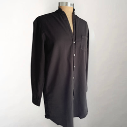 Mary Ruffle Collar Black Distressed Denim Dress