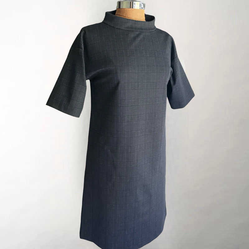 Avery Black Plaid Shift Dress