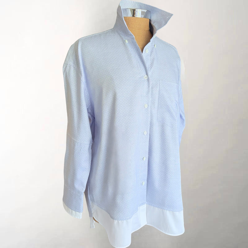 Blue Dot and White Layered Shirt