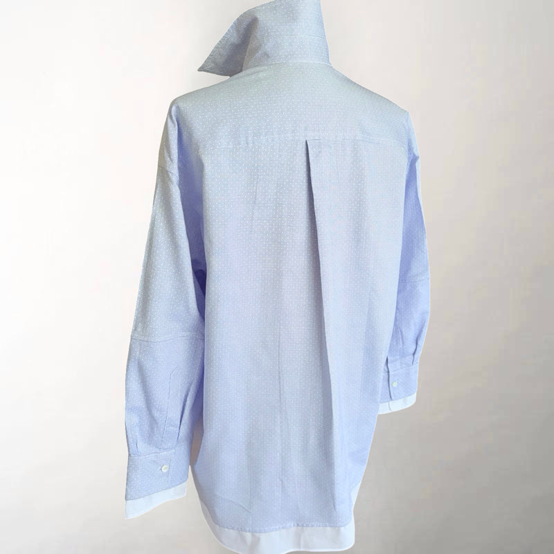 Blue Dot and White Layered Shirt