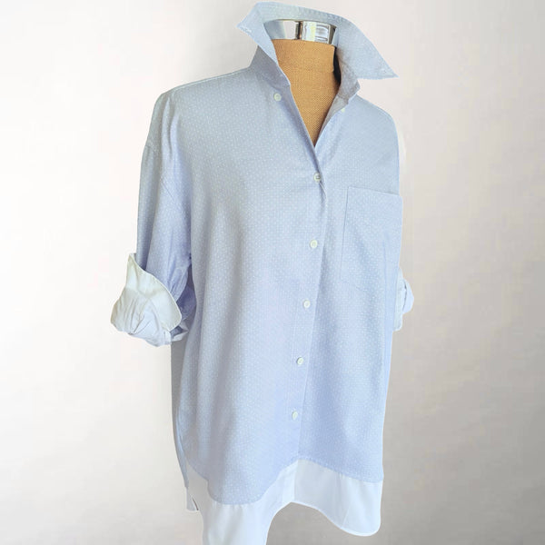 Blue Dot and White Layered Shirt