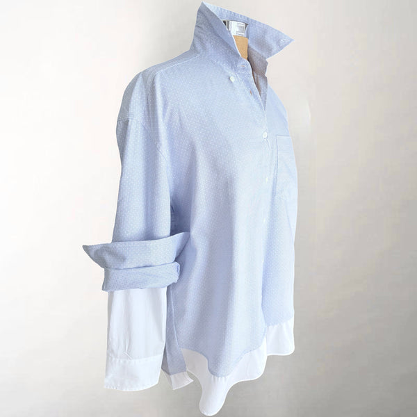 Blue Dot and White Layered Shirt