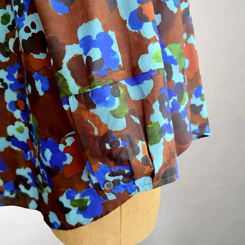 Nora Blue & Brown Floral Swing Shirt