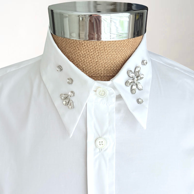 Rhinestone Fitted White Shirt