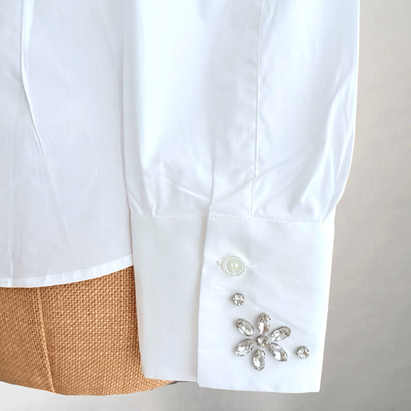 Rhinestone Fitted White Shirt