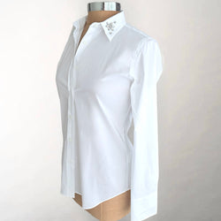 Rhinestone Fitted White Shirt
