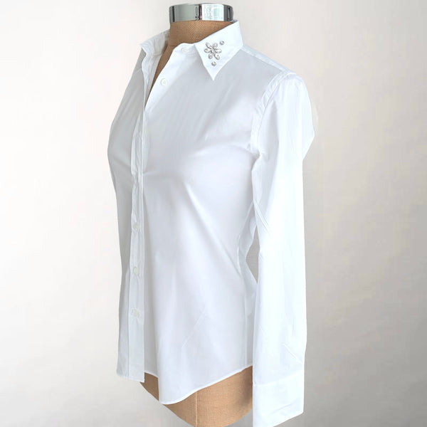 Rhinestone Fitted White Shirt