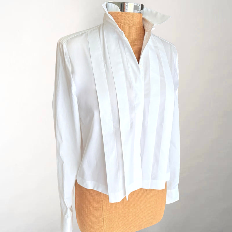 Jenna White Pleat Front Shirt