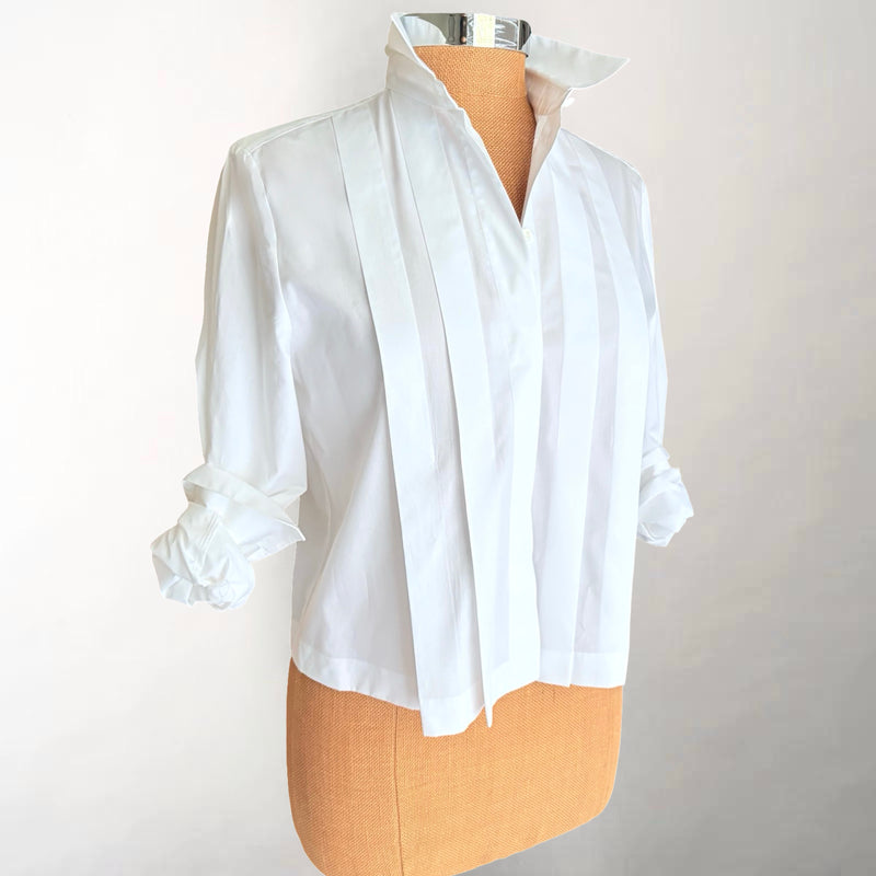 Jenna White Pleat Front Shirt