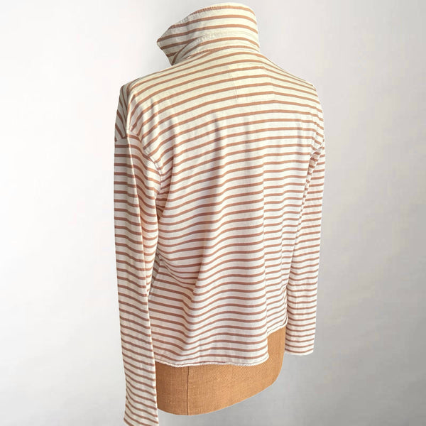 Patrick Popover Henley Vintage White & Camel Stripe