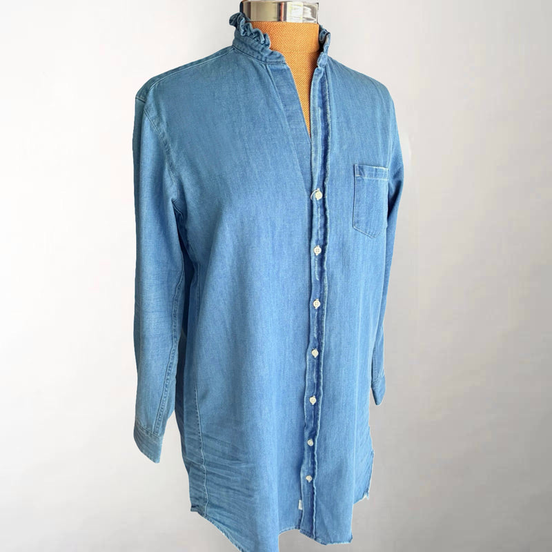 Mary Ruffle Collar Vintage Stonewashed Indigo