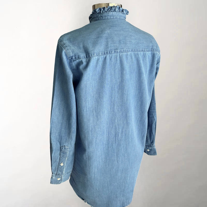 Mary Ruffle Collar Vintage Stonewashed Indigo
