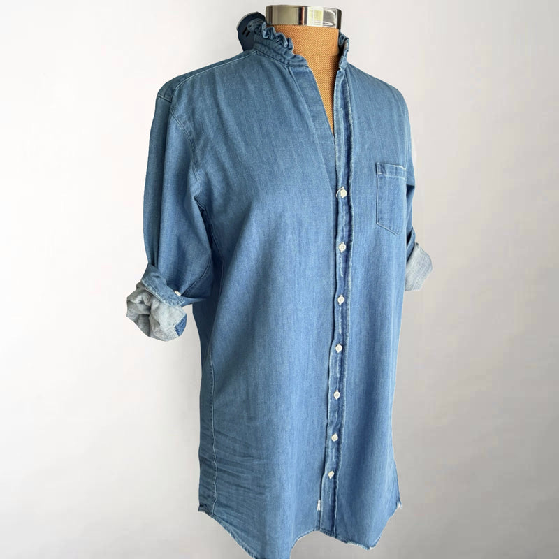 Mary Ruffle Collar Vintage Stonewashed Indigo