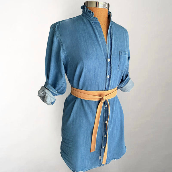 Mary Ruffle Collar Vintage Stonewashed Indigo