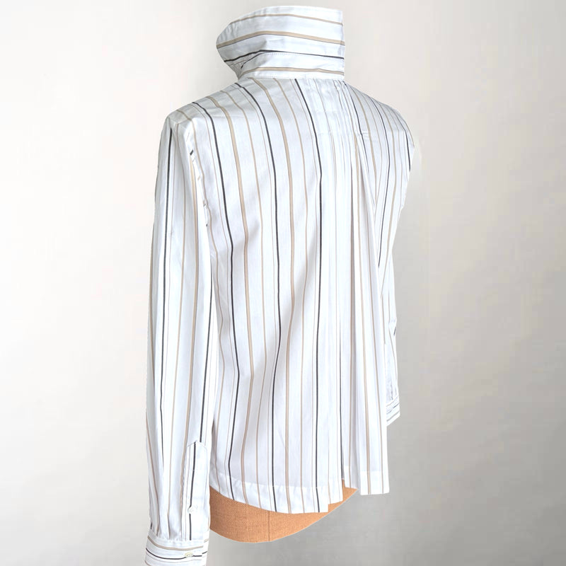 Julia Tan & Black Stripe Pleated Back Shirt