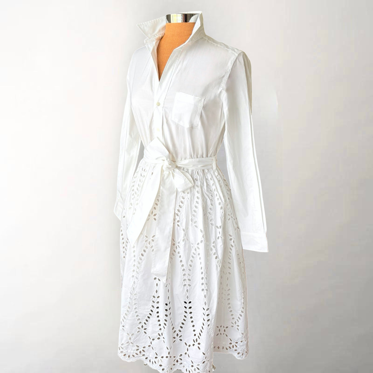 white embroidered shirt dress Sonia Eyelet Mini Shirt Dress White / L
