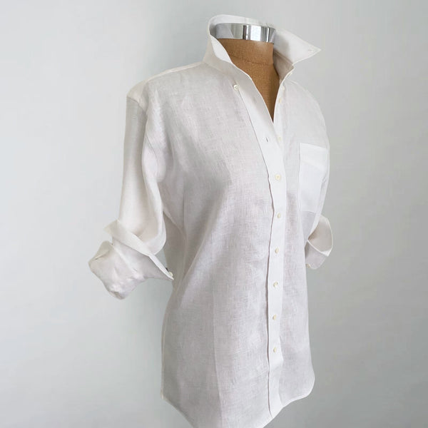 White Linen Boyfriend Shirt