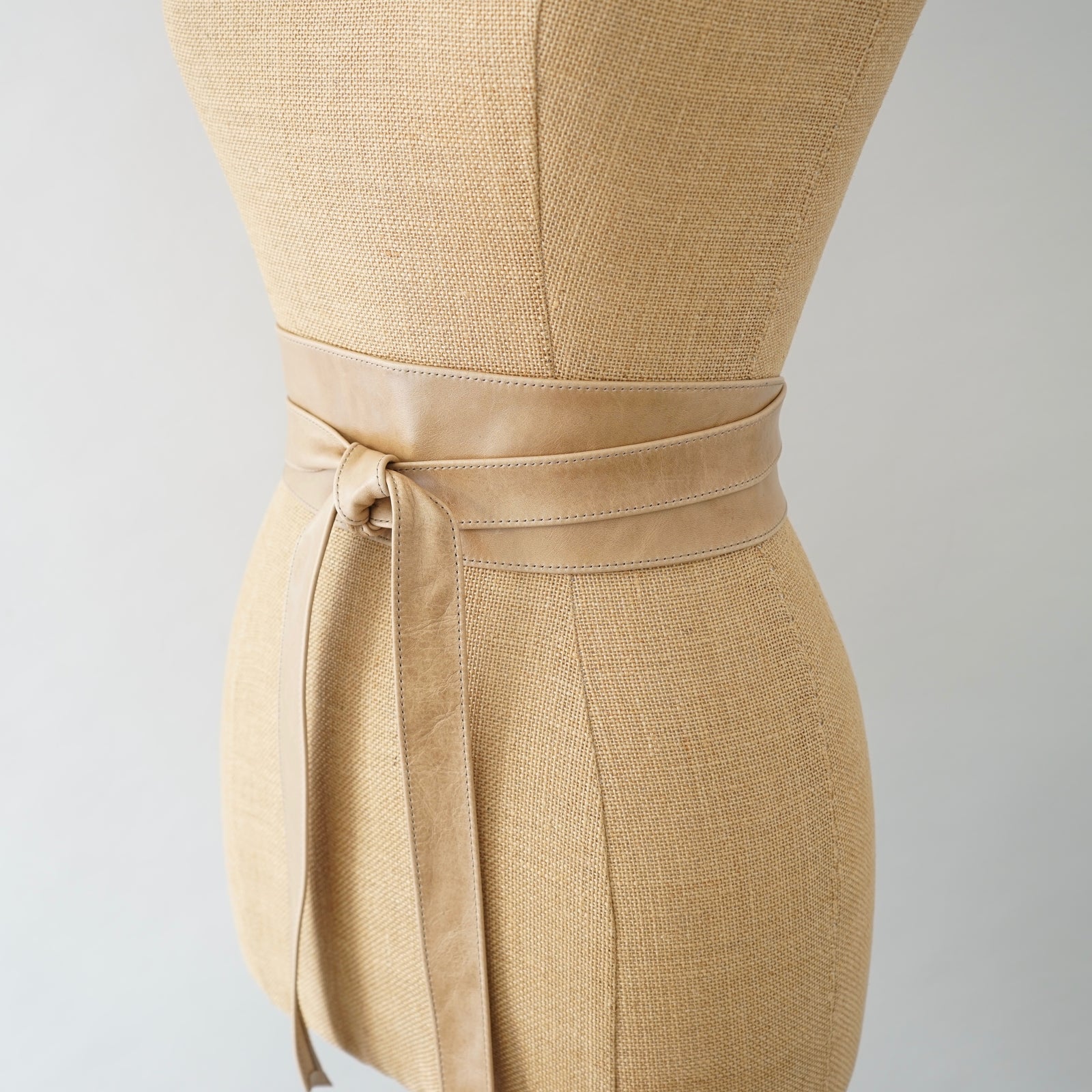 7864 Obi Belt For Women – Wide Waist In Faux Leather, Mica- Tan Beige Leather Obi Wrap Belt – Flattering Waist Cincher | Most  main image 4
