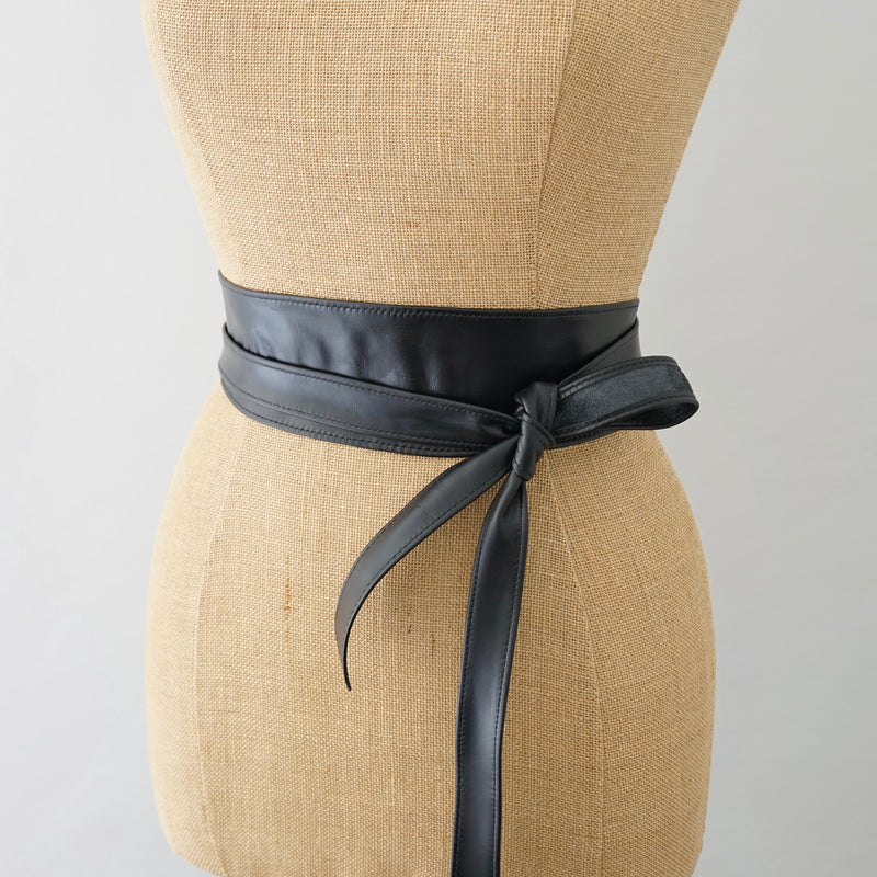 Black Leather Obi Belt